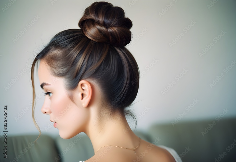 Wall mural woman hair style  Bun (117)