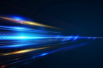 Illustration of Light Ray, Stripe Line With Blue Light, Speed Motion Background.