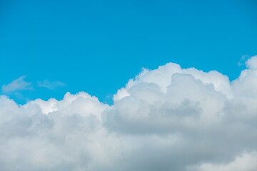 beautiful cumulus clouds in blue sky, nature background, wallpaper