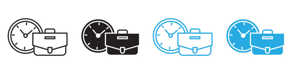 Office hours icon featuring scheduling, clock, and time management, perfect for business organization designs