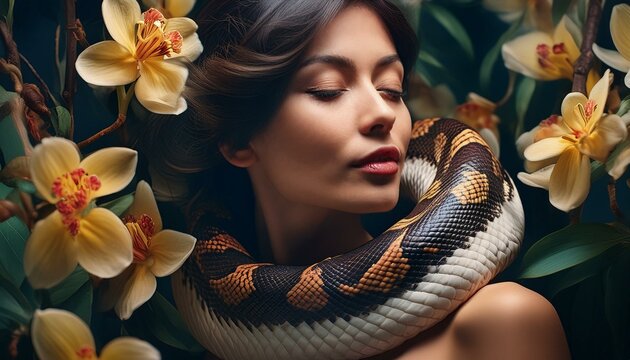 woman with python