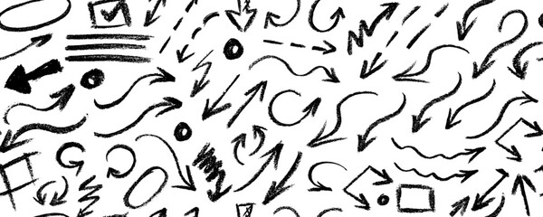 Hand drawn arrows seamless pattern. Creative abstract background. Vector illustration.