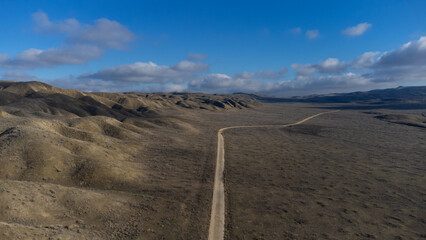 Aerial View of Carrizo Plain National Monument and Temblor Range Mountains, San Luis Obispo County