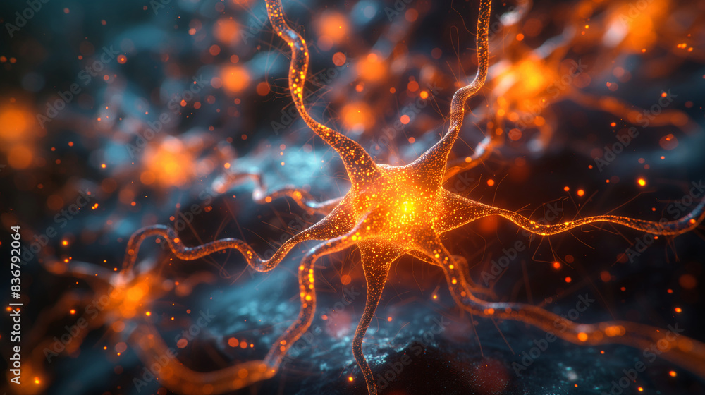 Poster neurons. concept. 3d render.