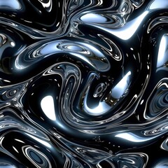 A futuristic swirling liquid pattern on a black background repeat