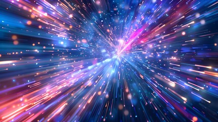 Obraz premium Mesmerizing Blur of Cosmic Speed and Twinkling Lights in the Night Street