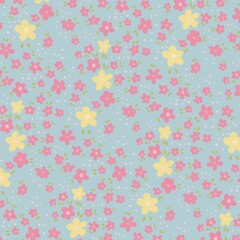 Seamless pattern with abstract pink flowers hand-drawn for wallpaper, wrapping paper, background, fabric