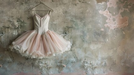 Ballerina dress on a hanger, Renaissance italy pastel room, elegant and detailed. a pink tutu dress...