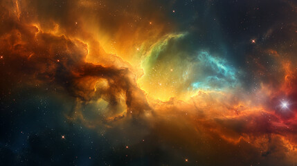 Fototapeta premium A swirling nebula of vibrant colors, illuminated by a distant star.