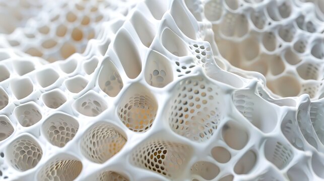 Microphotography: Honeycomb Structure White Fiber on Gradient Background