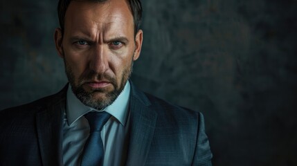 Obraz premium Businessman with a serious and determined expression, ready for action