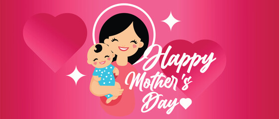 Happy mothers day template design. mothers, baby, design , flat vector illustration.