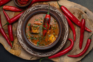 Ukrainian dish. bograch with meat and red pepper