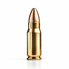 Single 9mm Bullet Isolated On A White Background