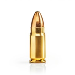 A Single Gold-Plated Bullet on a White Background