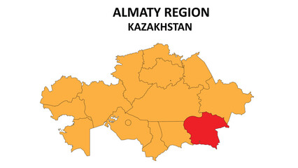 Obraz premium Almaty Map in Kazakhstan. Vector Map of Kazakhstan. Regions map of Kazakhstan.