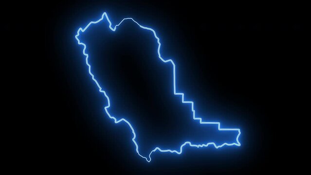 a map of Dillon in Montana with a neon effect that glows blue