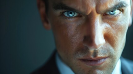 Fototapeta premium Close-up of a businessman's face showing determination and resolve