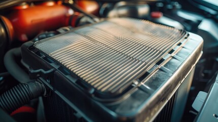 Close-up of a car's air filter being replaced to reduce exposure to PM 2.5 particles