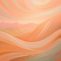 Mountain background in peach colors. Minimal landscape art with watercolor brush