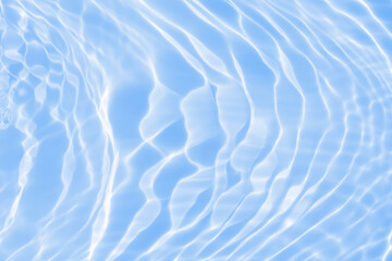 Abstract transparent water shadow surface texture natural ripple on blue background