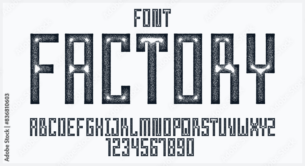 Poster minimal geometric cyberpunk font, vector typeface in geometry minimalist square style, future techno