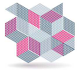 Isometric 3D cubes vector abstract geometric background, abstraction art polygonal graphic design wallpaper, cubic shapes and forms composition lowpoly style.