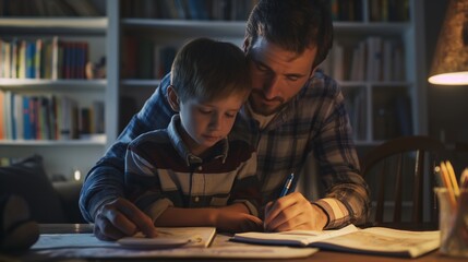 Parent doing homework with kid