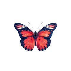 Obraz premium A red butterfly with black wings is sitting on a white background