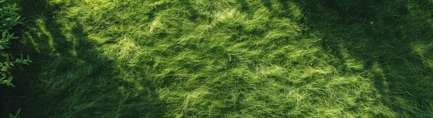 Fototapeta premium A large green lawn with flat grass, top view, in high resolution with no blur effect. 