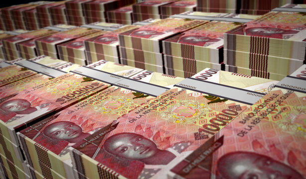 Guinea franc money banknotes pack 3d illustration