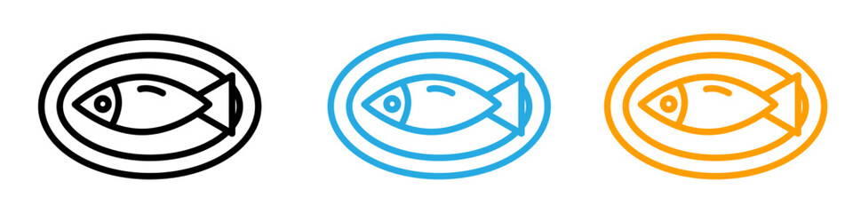 Obraz premium Cooked fish icon showing a plated seafood dish, ideal for culinary arts, restaurants, and food industry designs