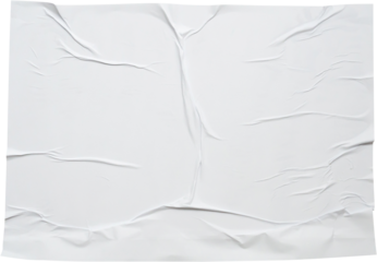 white crumpled and creased paper poster texture isolated on white background
