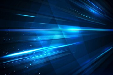 Vector Abstract, Science, Futuristic, Energy Technology Concept. Digital Image of Light Rays, Stripes Lines With Blue Light, Speed and Motion Blur Over Dark Blue Background.