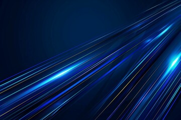 Vector Abstract, Science, Futuristic, Energy Technology Concept. Digital Image of Light Rays, Stripes Lines With Blue Light, Speed and Motion Blur Over Dark Blue Background.