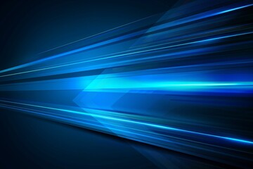 Vector Abstract, Science, Futuristic, Energy Technology Concept. Digital Image of Light Rays, Stripes Lines With Blue Light, Speed and Motion Blur Over Dark Blue Background.