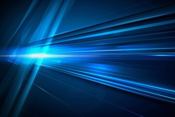 Vector Abstract, Science, Futuristic, Energy Technology Concept. Digital Image of Light Rays, Stripes Lines With Blue Light, Speed and Motion Blur Over Dark Blue Background.