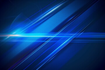 Vector Abstract, Science, Futuristic, Energy Technology Concept. Digital Image of Light Rays, Stripes Lines With Blue Light, Speed and Motion Blur Over Dark Blue Background.