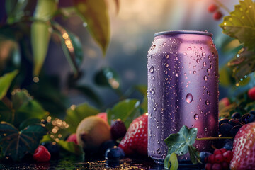 healthy fresh fruit soda with copy space