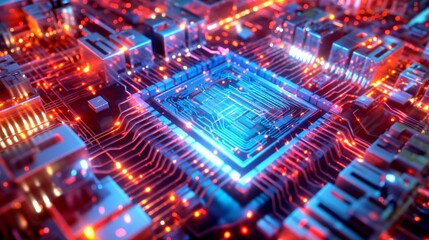 Obraz premium AI generated illustration of a computer core technology