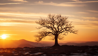 Fototapeta premium beautiful sunset in the forest