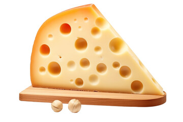Swiss cheese isolated on white or transparent background. AI Generated.