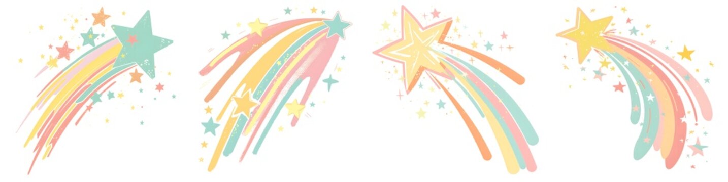 Cute Cartoon Shooting Star Use For Sticker And Clipart