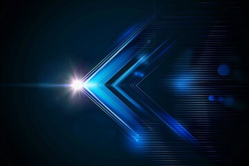 Vector Illustration Abstract Arrow Symbol Forward and Smooth Lines in Dark Blue Color Background. Hi-tech Digital Technology and Innovation Concept. Abstract Futuristic, Shiny Lines Background.