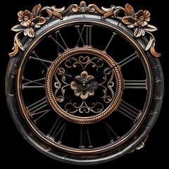 Elegant vintage wall clock with intricate floral design, showcasing timeless beauty and sophisticated craftsmanship.