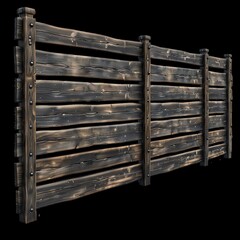 Rustic wooden fence panel with aged wood texture, sturdy construction, suitable for outdoor and garden use, offering privacy and aesthetic appeal.
