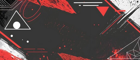 Vibrant Geometric Abstract Design Elements with Grunge Texture on Dark Background for Creative Layouts