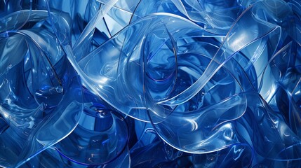 Naklejka premium Abstract Blue Glass Waves.