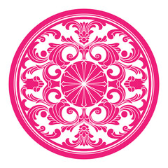 An intricate red pattern mandala style