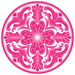 An intricate red pattern mandala style
